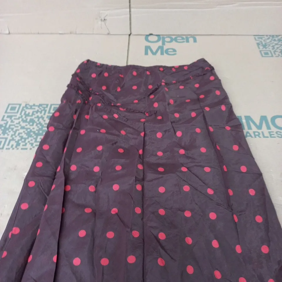 DAMSON MADDER PURPLE POLKA DOT DRESS – UK 12, MADE IN INDIA
