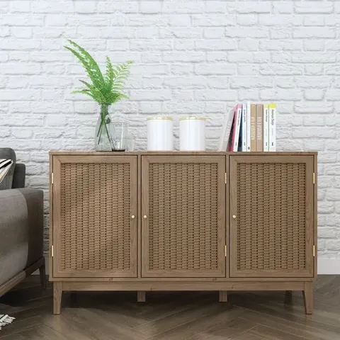 BOXED BORDEAUX 3 DOOR OAK EFFECT LARGE SIDEBOARD (1 BOX)