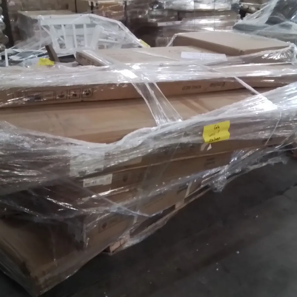 PALLET OF ASSORTED FURNITURE PARTS TO INCLUDE;2 DOOR WARDROBE,DESK,KITCHEN LARDER UNIT