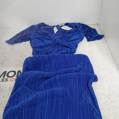 Emily Blue Pleated Dress (Wrap-Style) β Women's Clothing