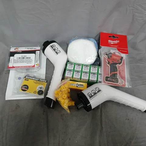 APPROXIMATELY 10 ASSORTED VEHICLE PARTS & ACCESORIES TO INCLUDE AIR FRESHENER, CAR WASHER, MASTER CYLINDER REBUILD KIT, ETC
