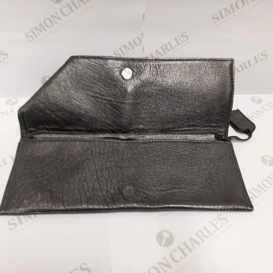 MASON DU POSH GUN SMOKE LEATHER LARGE CLUTCH BAG