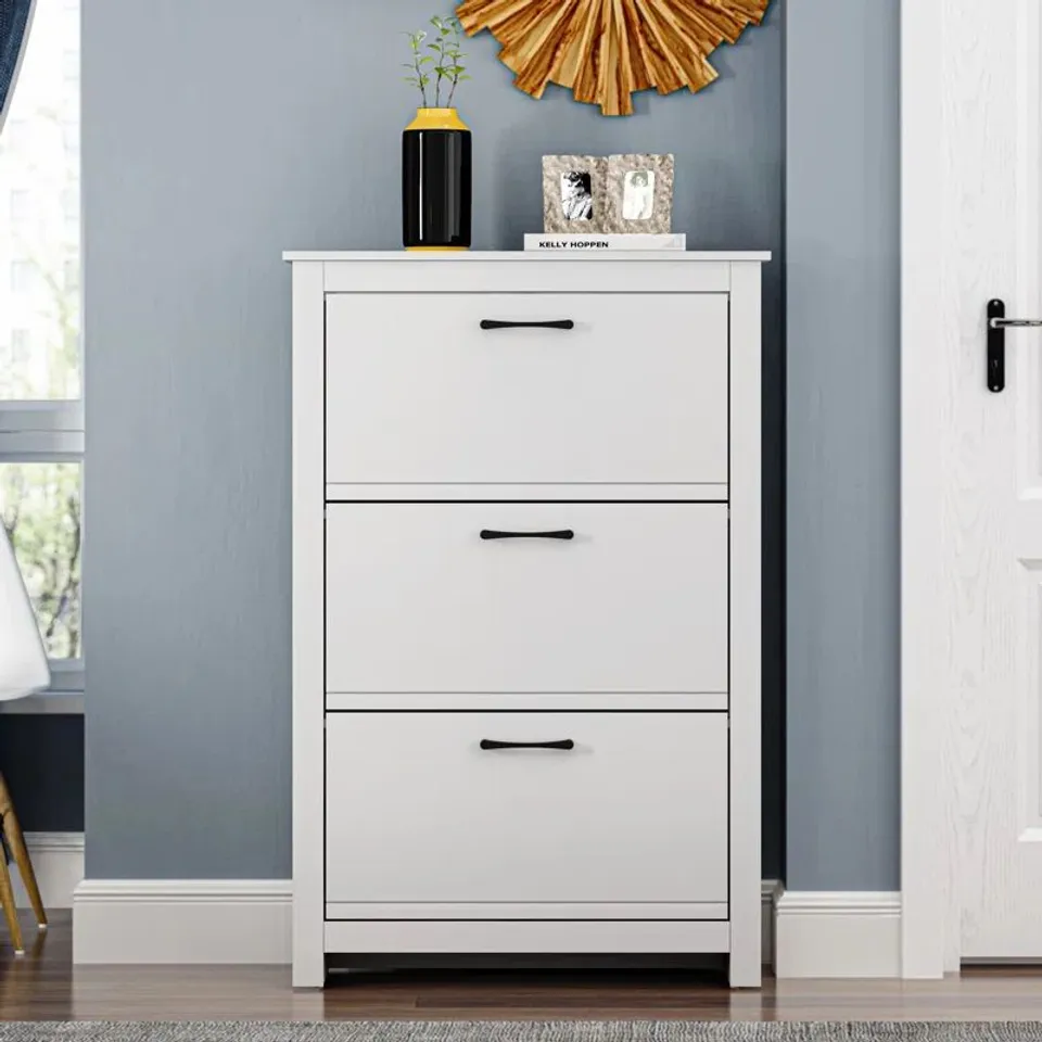 BOXED LIMESTONE 3 DOOR FLIP DOWN SHOE STORAGE
