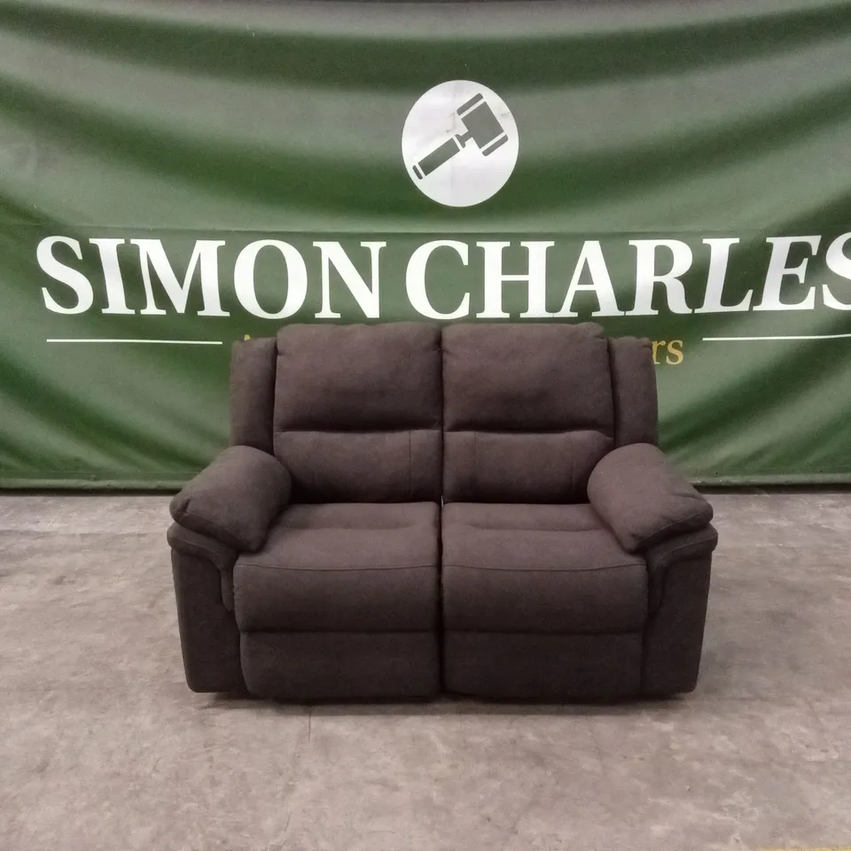 ALBION FABRIC 2 SEATER HIGH BACK MANUAL RECLINER SOFA - CHARCOAL RRP £579