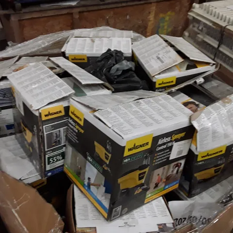 PALLET OF ASSORTED DESIGNER BRANDED GOODS INCLUDING: AIRLESS SPRAYERS, WALLPAPER STEAMERS, PAINT SPRAYERS ECT