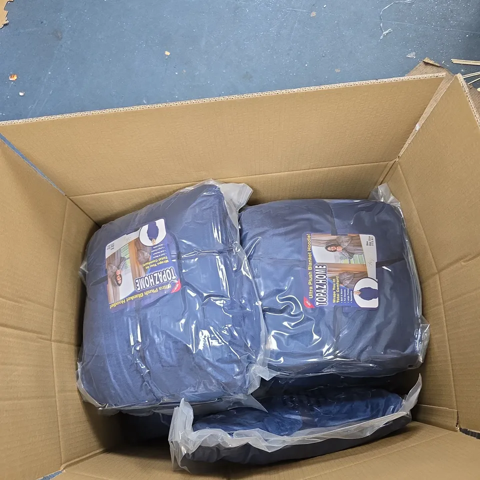 TOPAZ HOME ULTRA PLUSH BLANKET HOODIE – BLUE, ONE SIZE 10 ITEMS IN TOTAL .