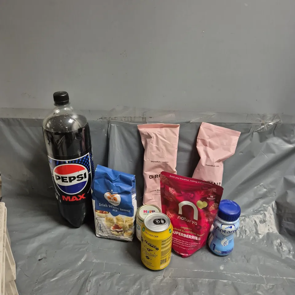 APPROXIMATELY 12 ASSORTED FOOD & DRINK ITEMS TO INCLUDE PEPSI MAX, GRIND HOUSE BLEND, ACTAMIL FIRST INFANT MILK, ETC - COLLECTION ONLY