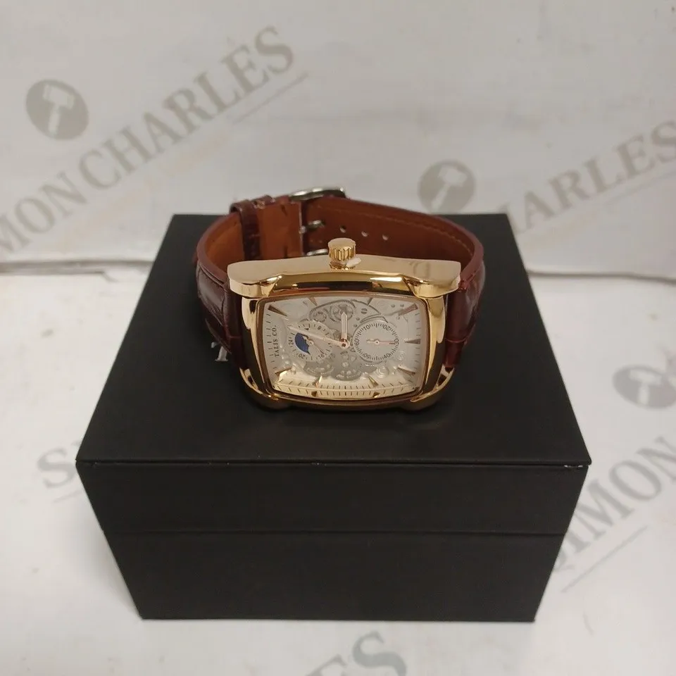 MENS TALIS CO WATCH – MOON PHASE MOVEMENT – SUB DIAL – GENUINE LEATHER STRAP 
