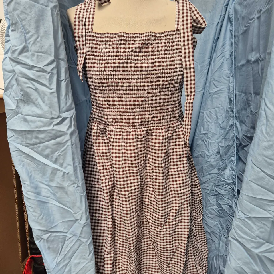 OMNES DIXIE DRESS – CHOCOLATE/CREAM GINGHAM – UK 16, 100% COTTON
