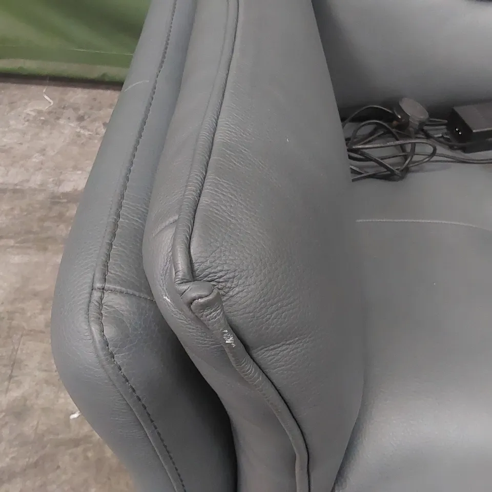 QUALITY DESIGNER ITALIAN MADE LEATHER BOLANZO ELECTRIC RECLINER SOFA - BLUE