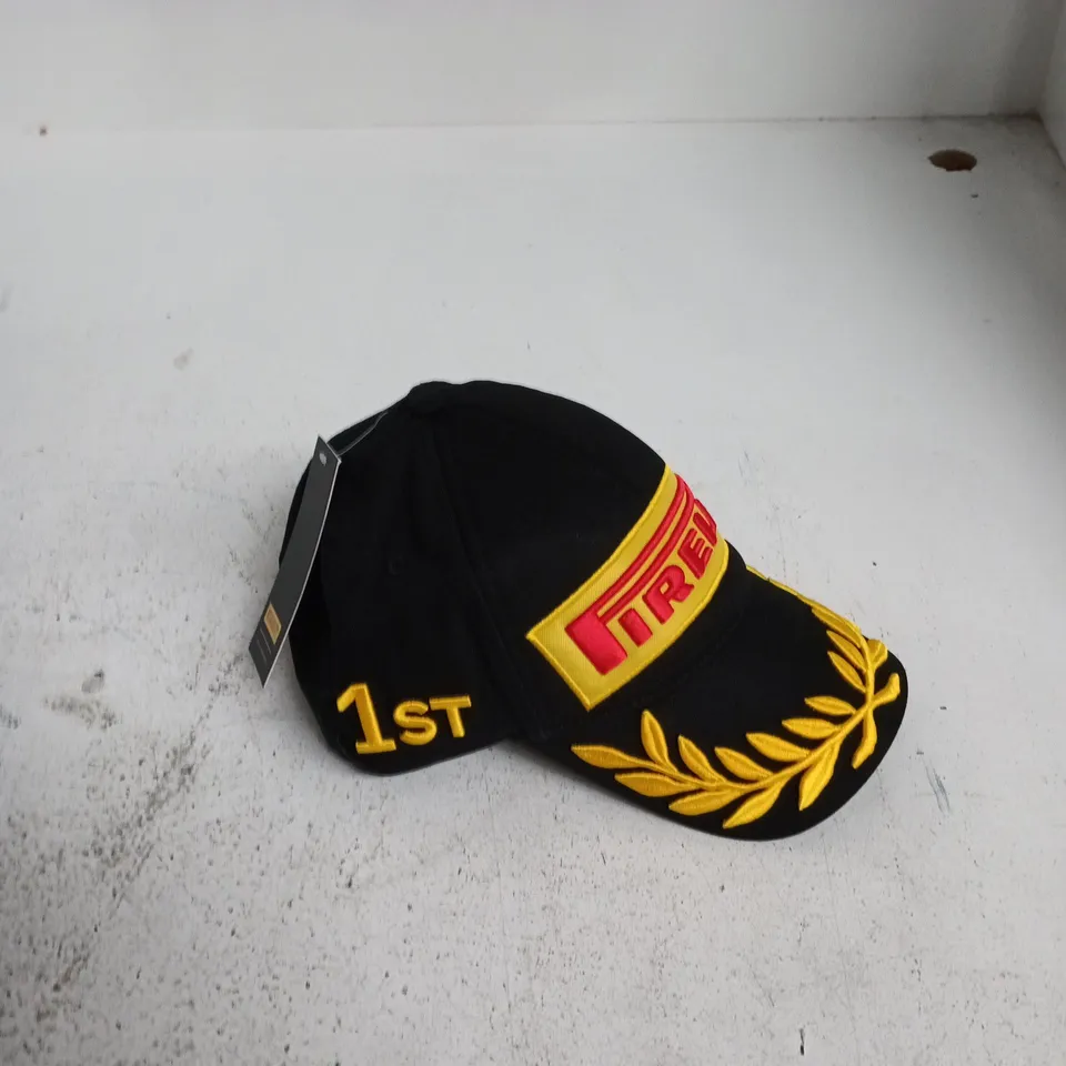 PIRELLI OFFICIAL MERCHANDISE CAP – BLACK WITH LAUREL EMBROIDERY, 1ST