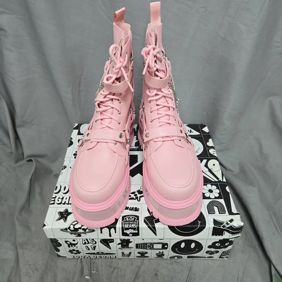 BOXED KOI YAMI PASTEL PINK PLATFORM BOOTS - UK9