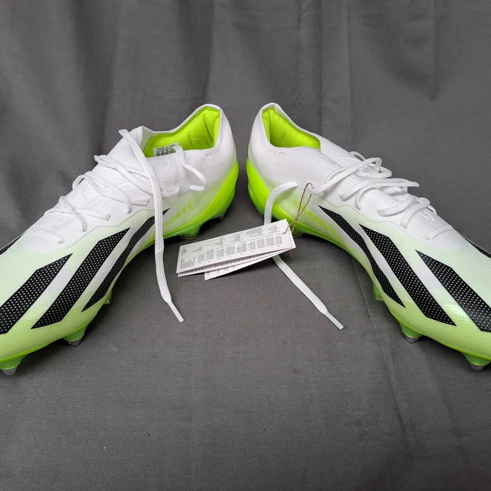PAIR OF ADIDAS X CRAZYFAST.1 SG FOOTBALL BOOTS IN WHITE/GREEN/BLACK UK SIZE 11.5