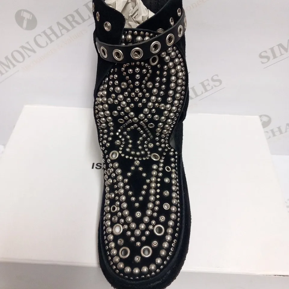 BOXED PAIR OF ISABEL MARANT MORLEY STUDDED SHOES CALF VELVET LEATHER SIZE 36
