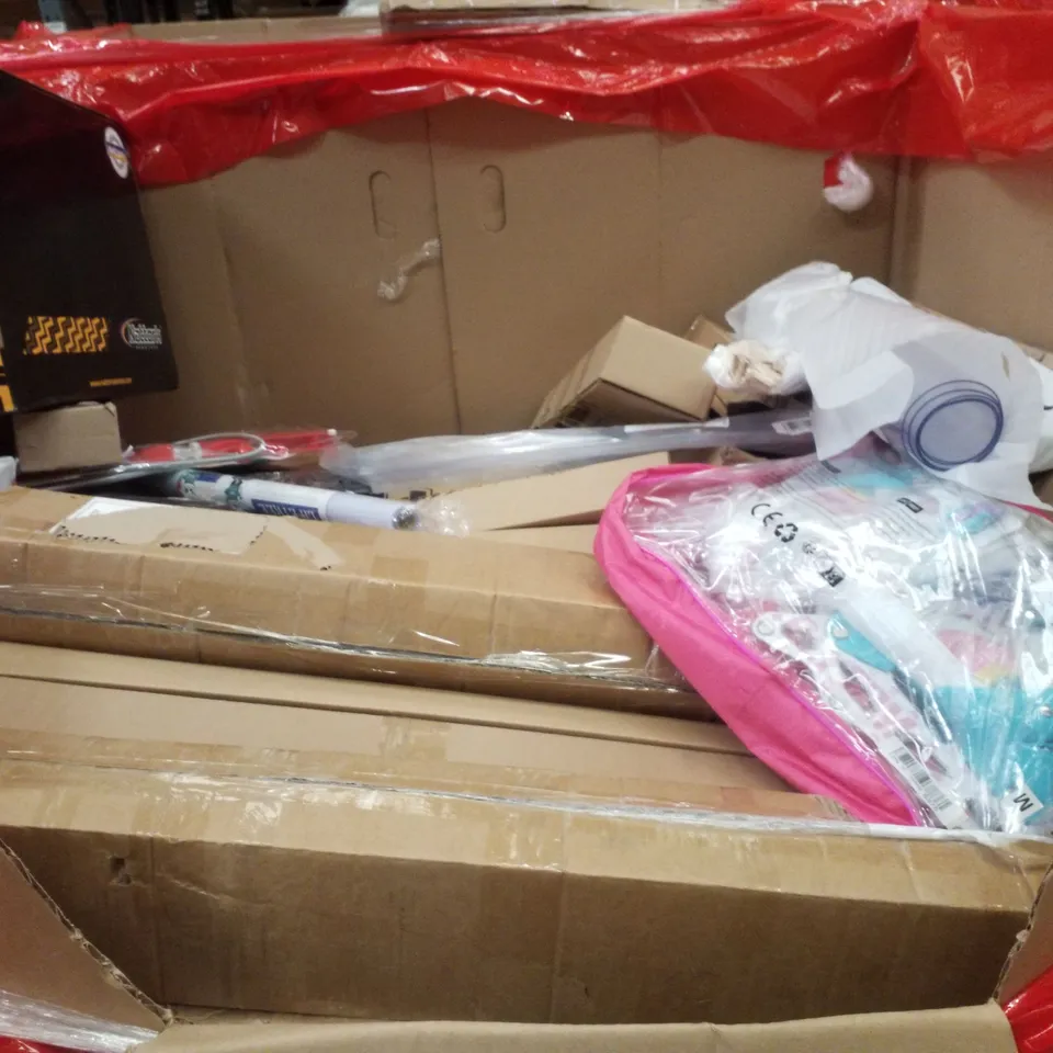 PALLET CONTAINING ASSORTED PRODUCTS INCLUDING KITCHEN FAUCET, WET ROOM LIGHT, KIDS SCOOTER, PICTURE FRAME SET & MAGNETIC MINI EXERCISE BIKE