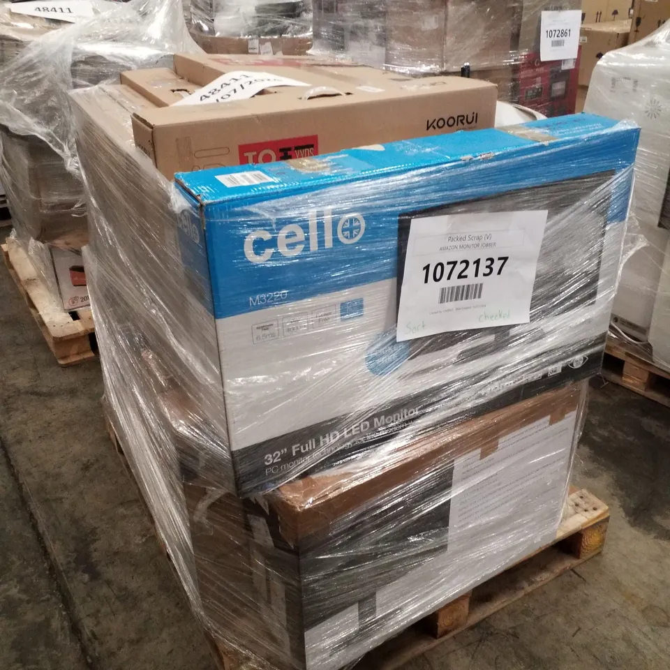 PALLET OF APPROXIMATELY 17 UNPROCESSED RAW RETURN MONITORS TO INCLUDE;