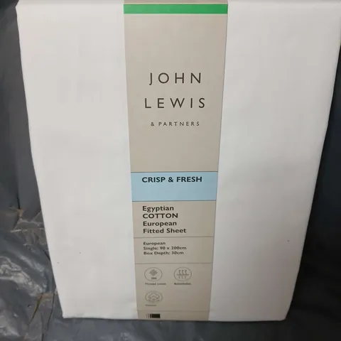 JOHN LEWIS CRISP & FRESH EGYPTIAN COTTON EUROPEAN FITTED SHEET (SINGLE)