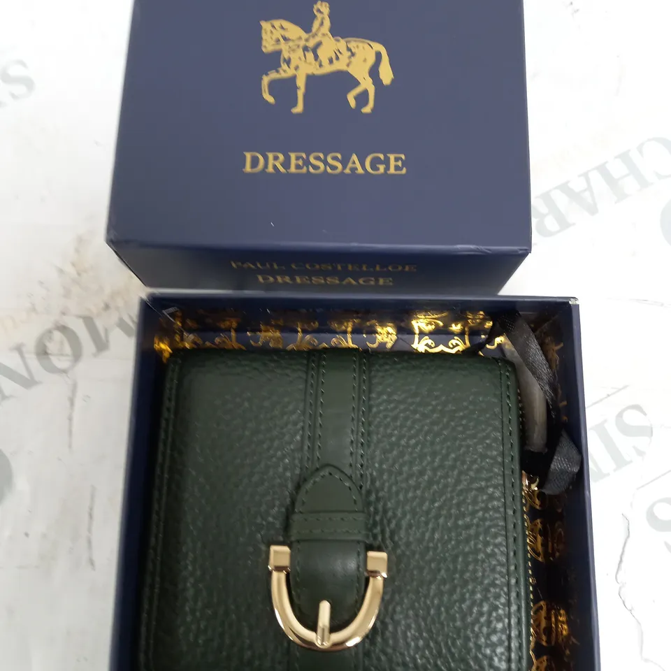 BOXED PAUL COSTELLOE DRESSAGE PURSE IN GREEN 