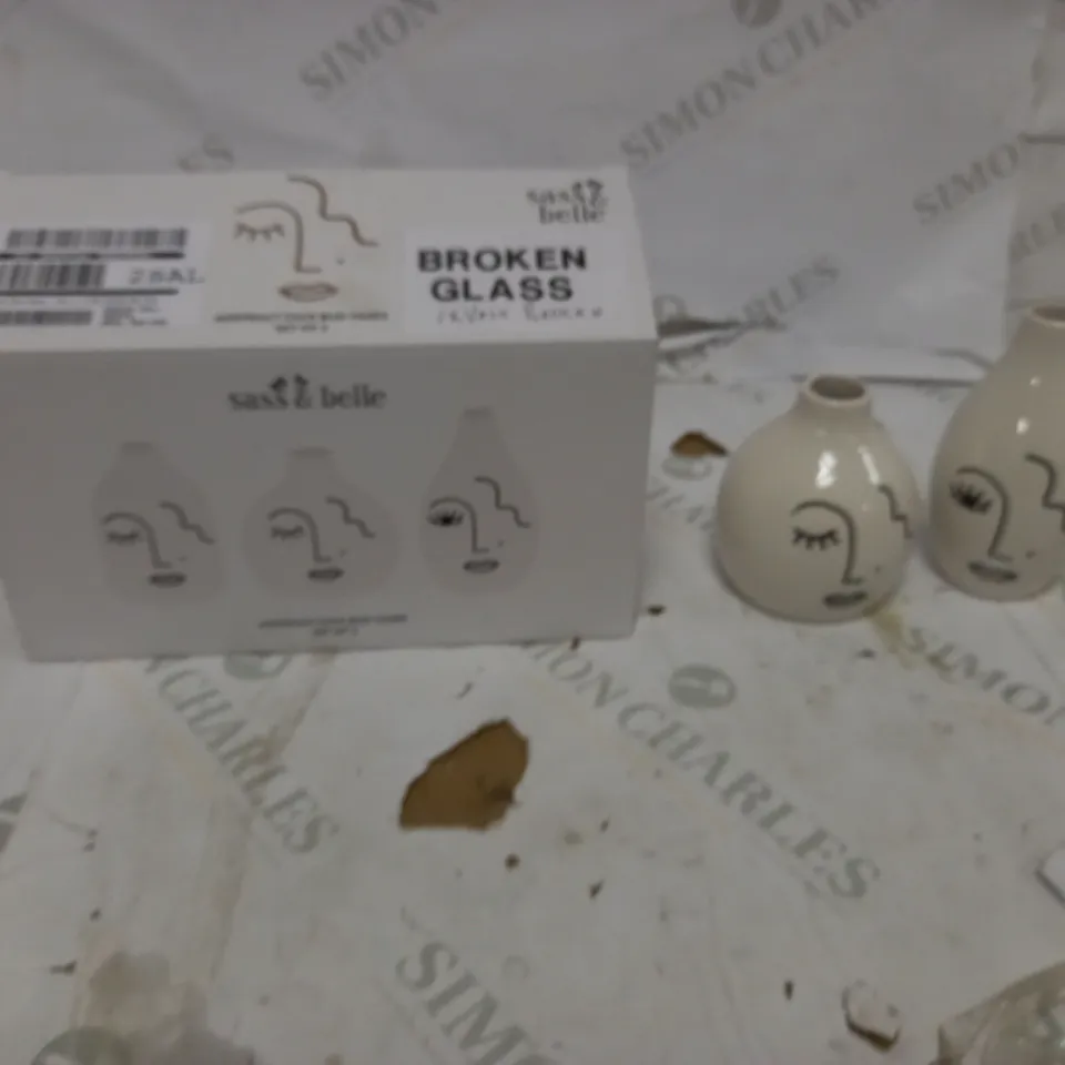 SASS & BELLE ABSTRACT FACE BUD VASES X3 