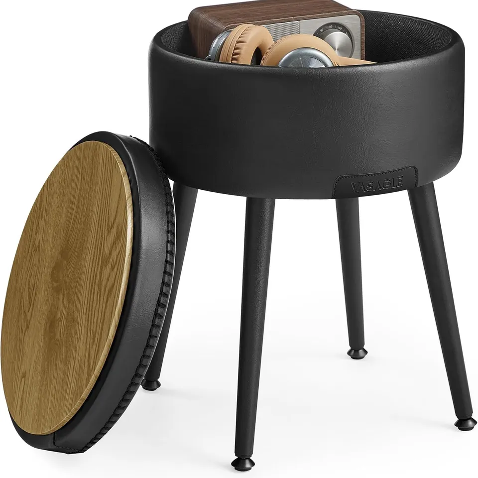 BOXED VASAGLE EKHO COLLECTION - STORAGE OTTOMAN, DRESSING TABLE STOOL