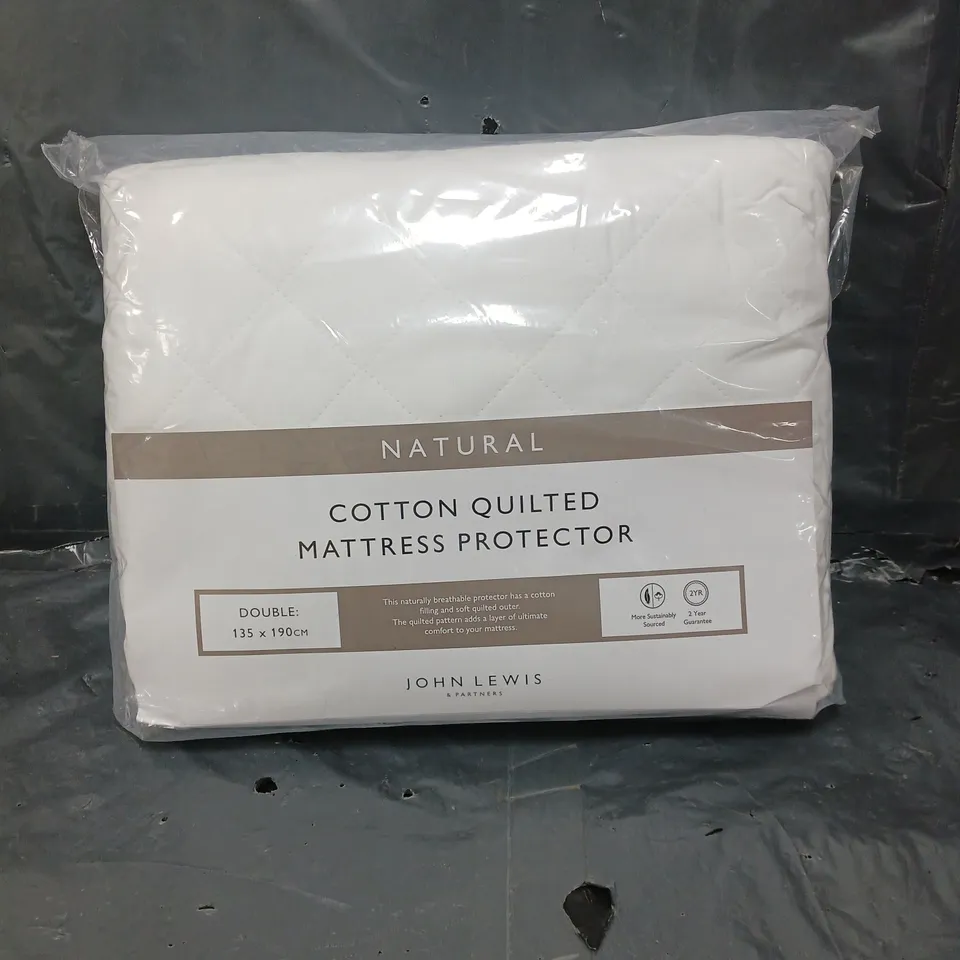 JOHN LEWIS COTTON QUILTED MATTRESS PROTECTOR - DOUBLE 