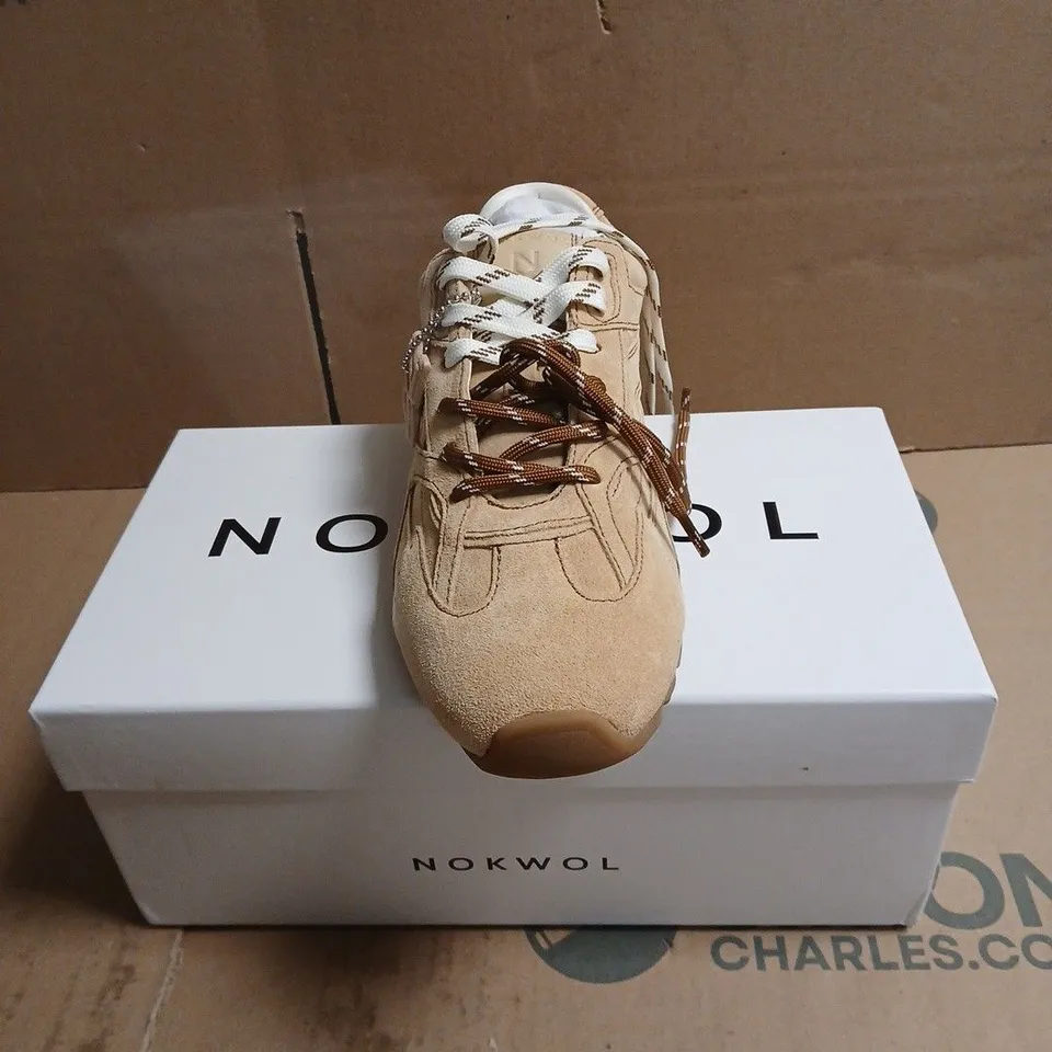 NOKWOL ATLAS BEIGE SUEDE BOXED SIZE 5.5
