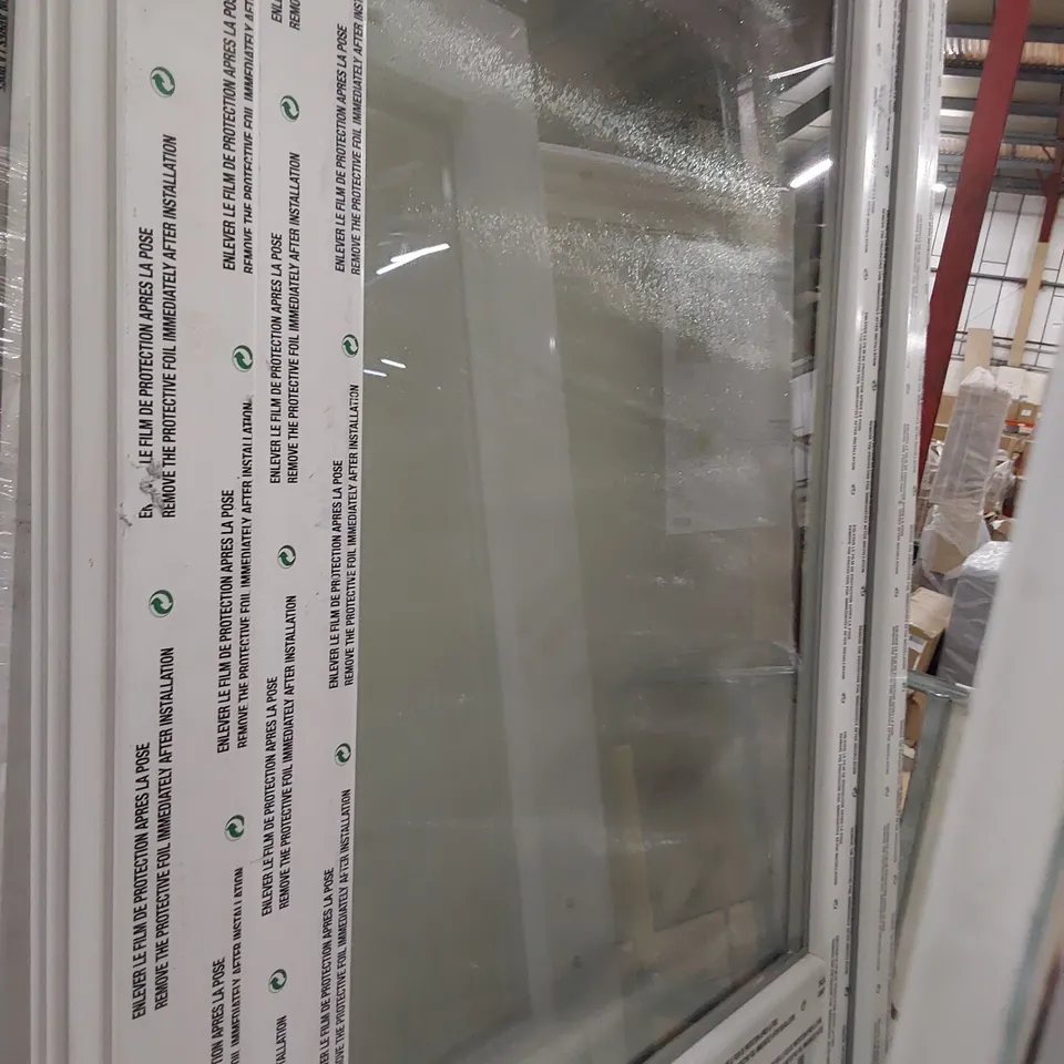 PVCU WHITE HALF OBSCURE GLAZED DOOR & FRAME 835 × 2065mm