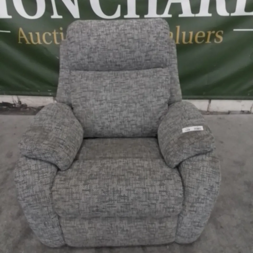 DESIGNER G PLAN MADE KINGSBURY REMCO SLATE FABRIC ELECTRIC RECLINING ARM CHAIR.