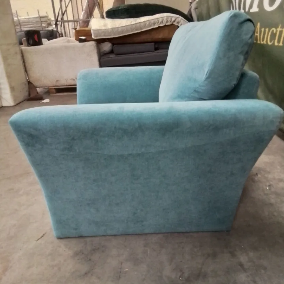 QUALITY DESIGNER FABRIC UPHOLSTERED DURY FIXED BACK CHAIR -TEAL-