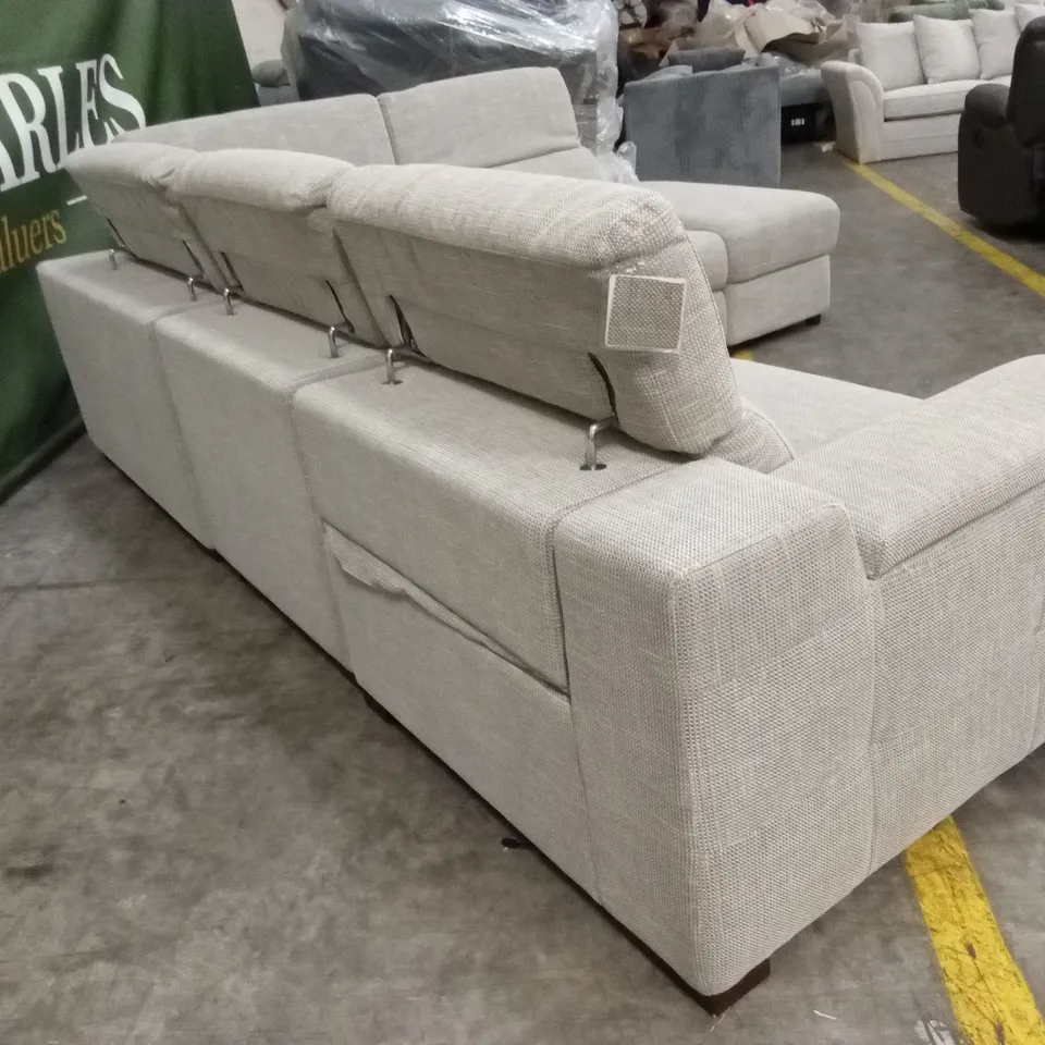 DETROIT FABRIC RIGHT HAND POWER RECLINER CORNER GROUP SOFA WITH CHARGING PORTS AND STORAGE RRP £1999
