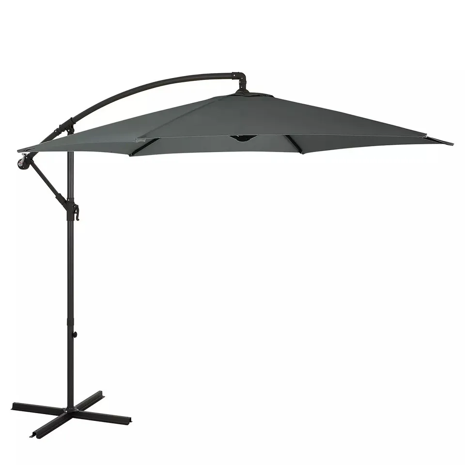 BOXED GRADE 1 METAL CANTILEVER HANGING PARASOL APPROXIMATELY 3M GUNMETAL - COLLECTION ONLY RRP £79.99