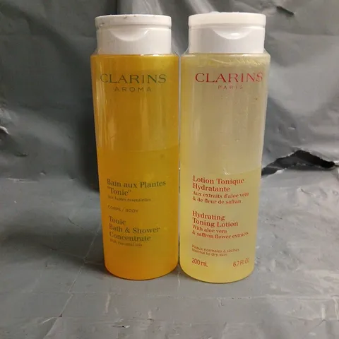 SEALED CLAIRINS HYDRATING TONING LOTION 200ML & TONIC BATH & SHOWER CONCENTRATE 200ML