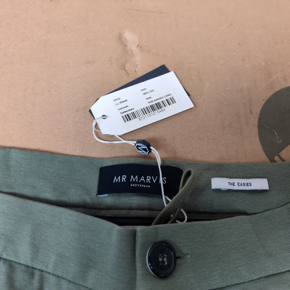 MR MARVIS THE EASIES LONG TROUSERS – OLIVE GREEN, HANDMADE IN PORTUGAL, UK 32