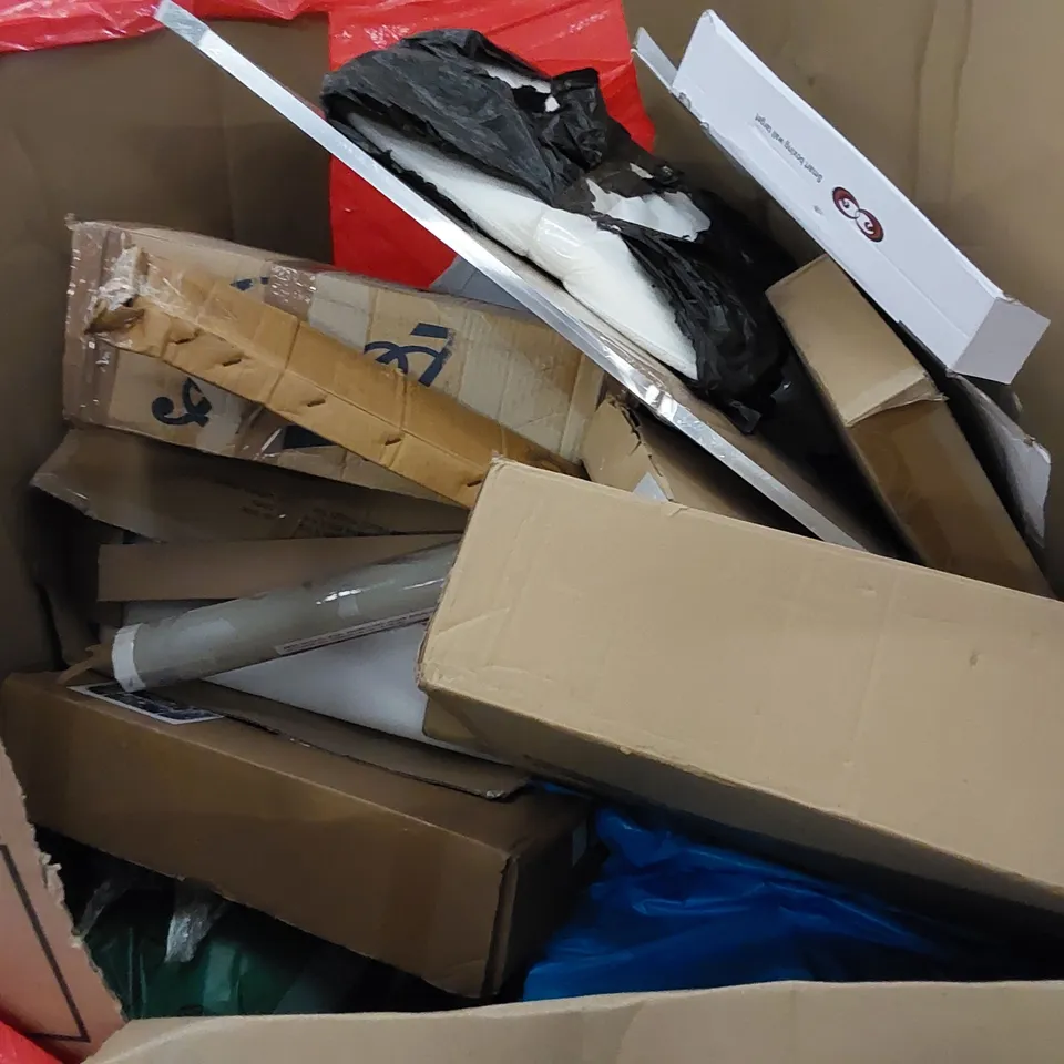 PALLET TO CONTAIN ASSORTED HOUSEHOLD ITEMS AND CONSUMER PRODUCTS. INCLUDING HAIR DRYER, TENT, BOXED FURNITURE ETC