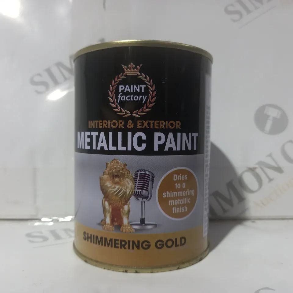 BOX OF APPROXIMATELY 10 CANS OF PAINT FACTORY INTERIOR & EXTERIOR METALLIC PAINT IN SHIMMERING GOLD (300ML)