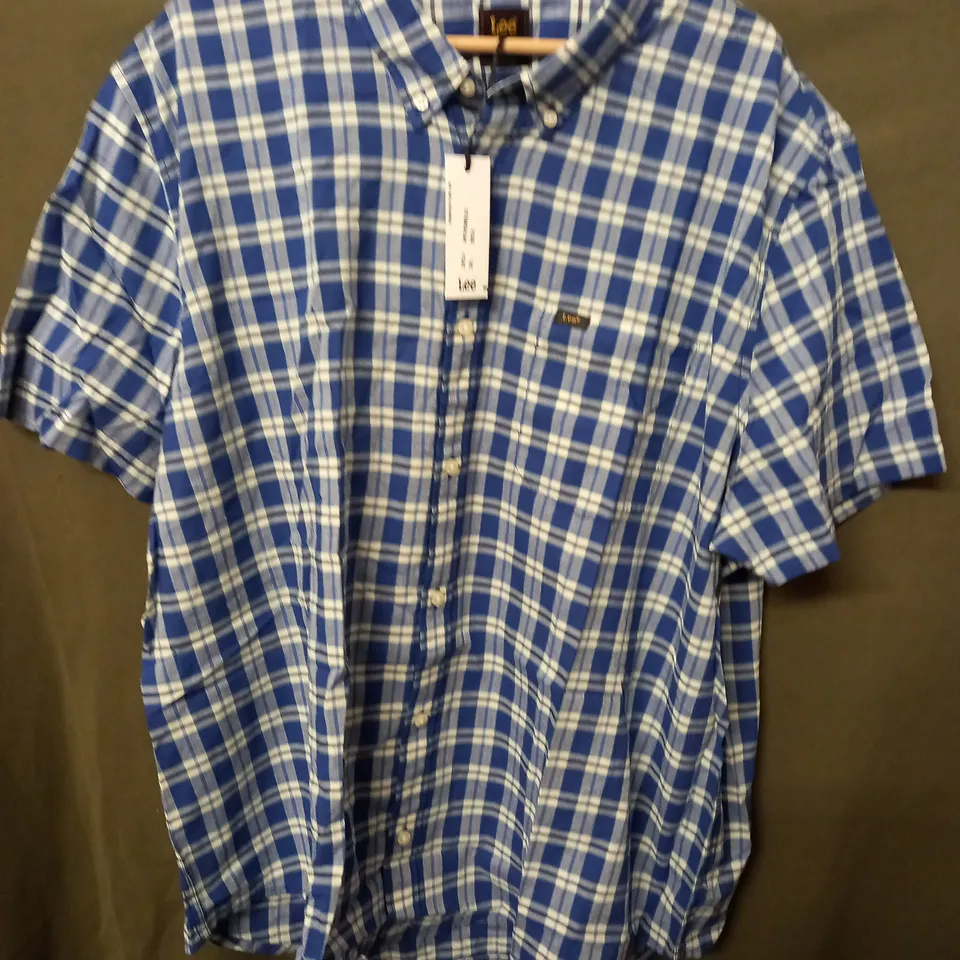 LEE BLUE CHECK SHORT SLEEVE SHIRT - 3XL
