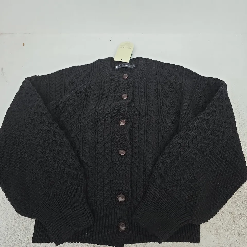 IRELAND'S EYE KNIT CARDIGAN, BLACK, SIZE XL
