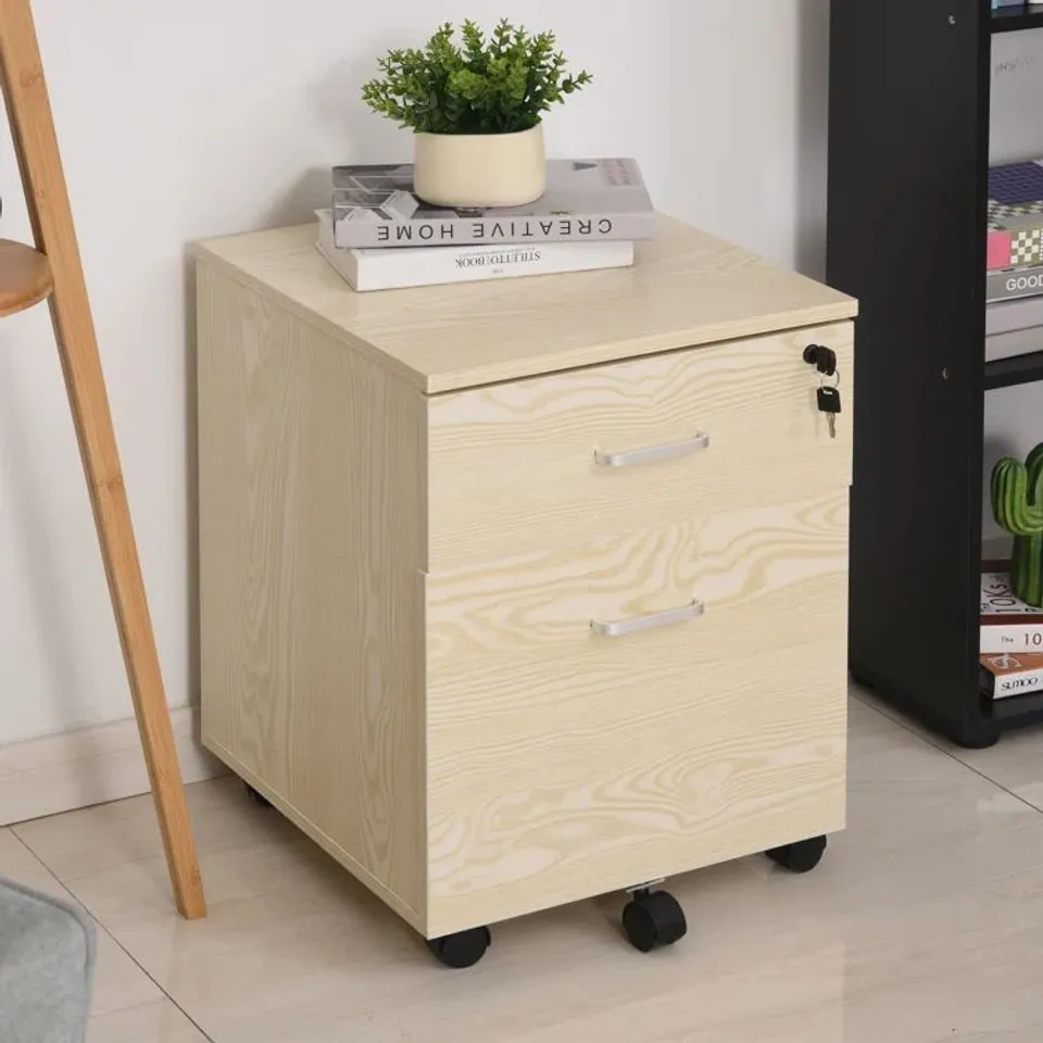 BOXED BRITTANI 40CM WIDE 2-DRAWER MOBILE FILE CABINET