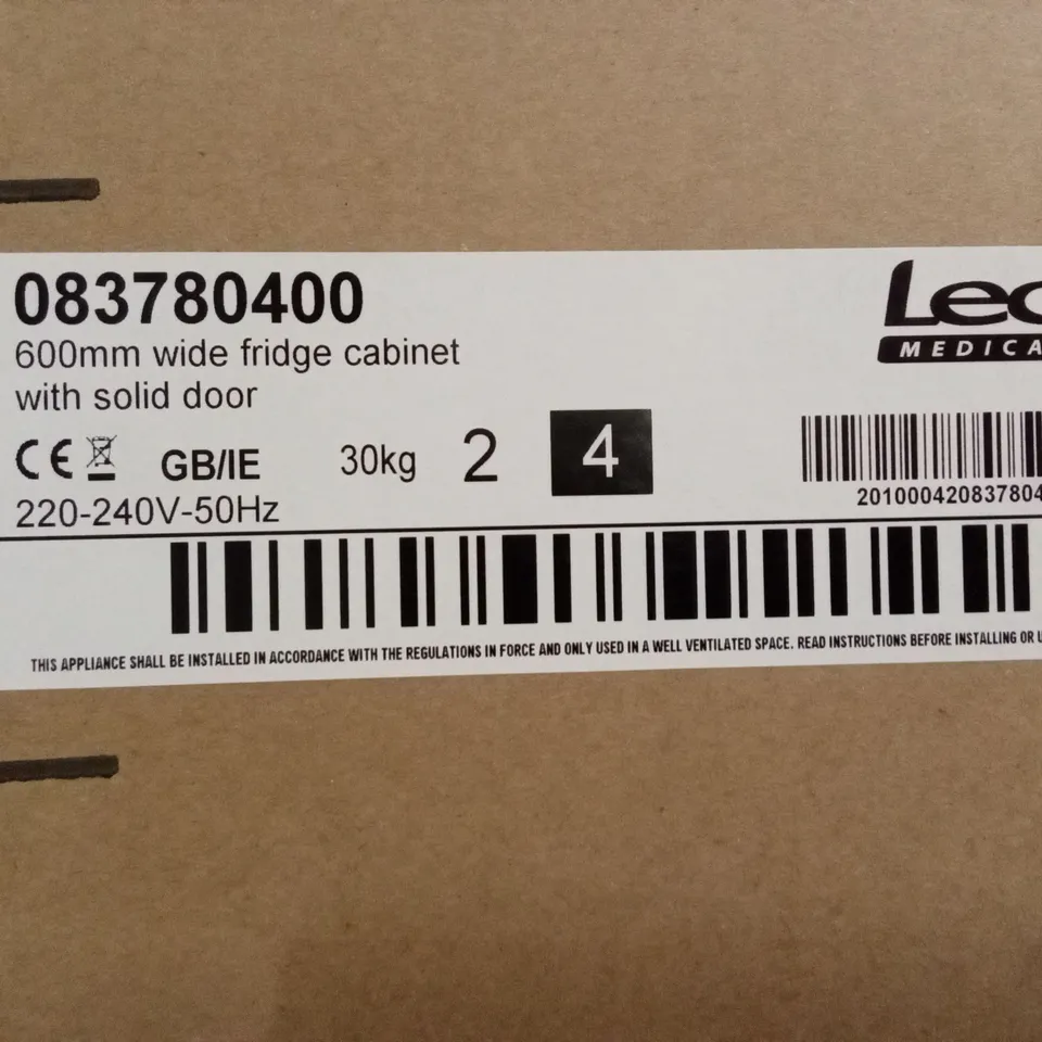 BOXED LED MEDICAL 600mm WIDE FRIDGE CABINET WITH SOLID DOOR - 083780400