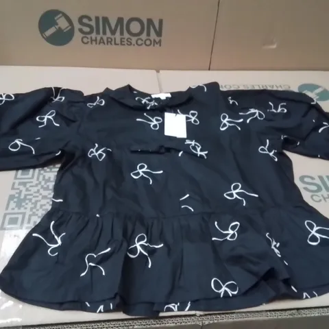 BOXED BRAND NEW APPROXIMATELY 3 SIMPLY BE BOW FRONT BLOUSE BLACK SIZE 10
