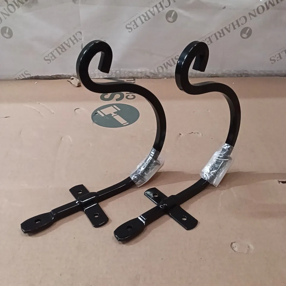 BOXED METAL FORGE BASKET HOOK, 20CM (SET OF 2) - BLACK (1 BOX)