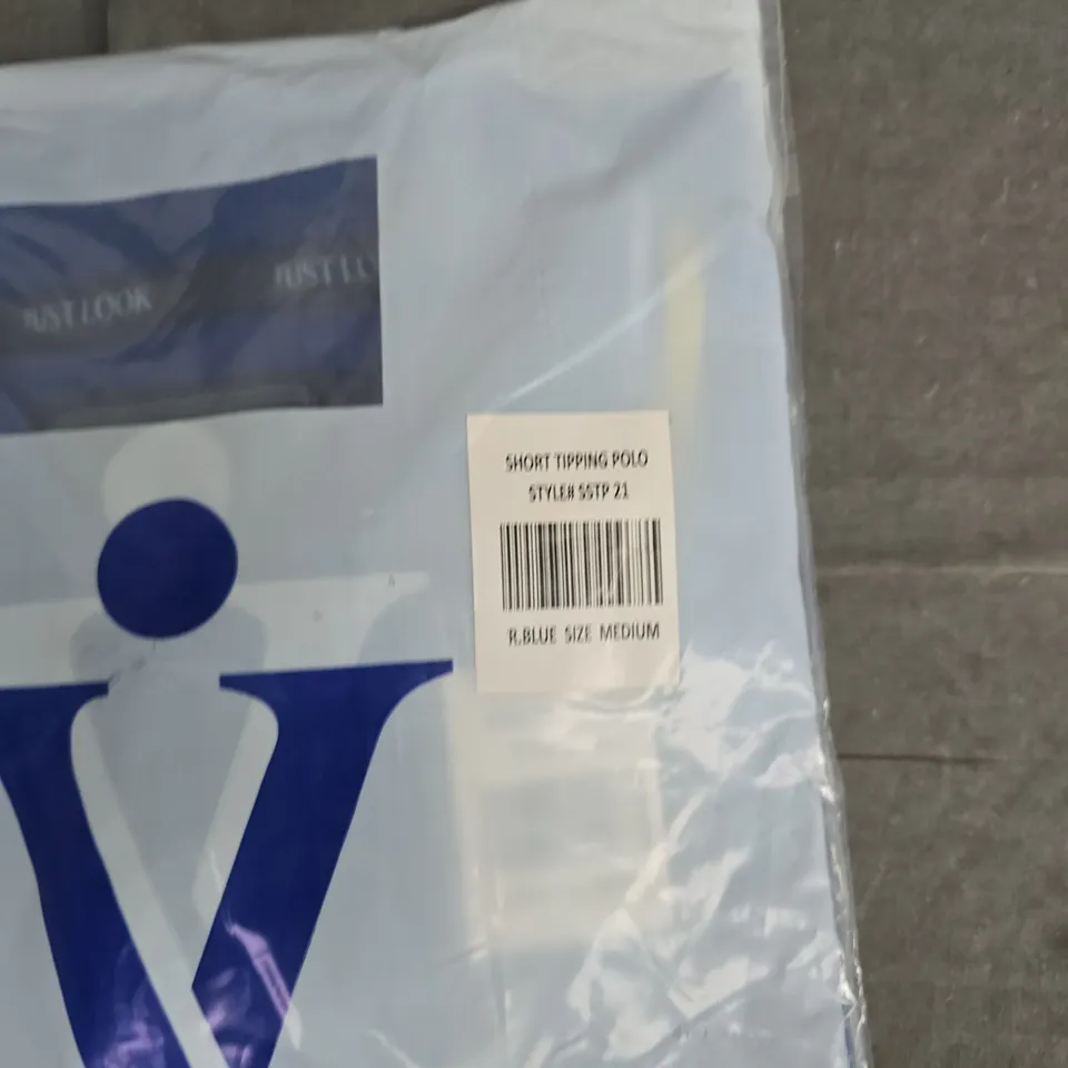 BAGGED JUST LOOK SHORT TIPPING POLO SHIRT – BLUE – SIZE MEDIUM
