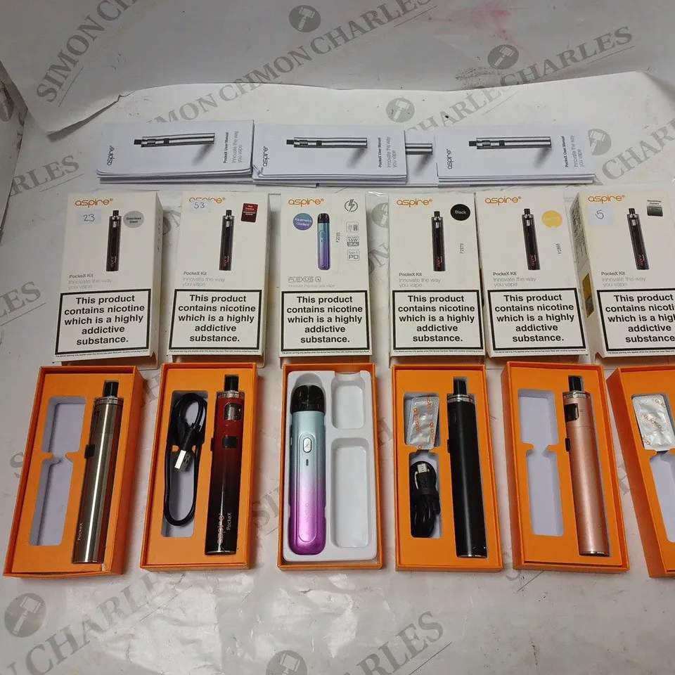 BOXED ASPIRE POCKEX KIT X6 - WITH MANUALS AND SOME ACCESSORIES
