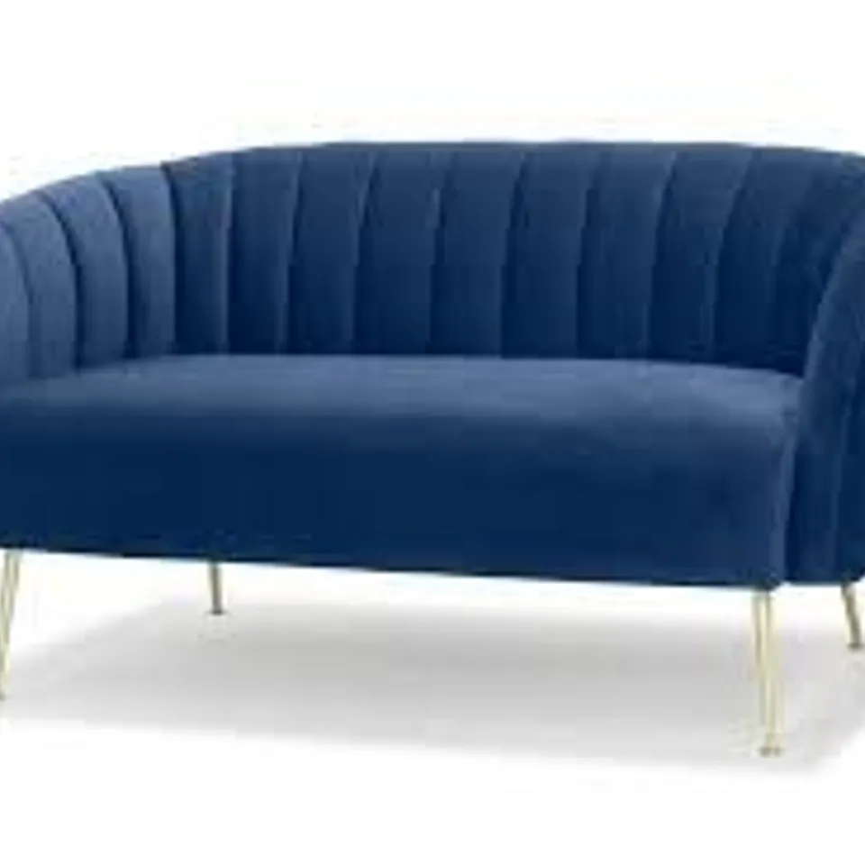 BRAND NEW BOXED GLAMORÖS NAVY VELVET TWO SEATER SOFA (1 BOX)