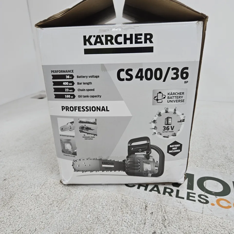 KÄRCHER CS 400/36 BP BATTERY-OPERATED CHAINSAW – BOXED NO BATTERY INCLUDED