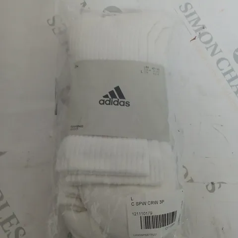 3 PACK OF ADIDAS SOCKS - SIZE LARGE