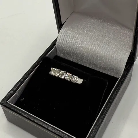 18CT WHITE GOLD FIVE STONE HALF ETERNITY RING SET WITH NATURAL DIAMONDS