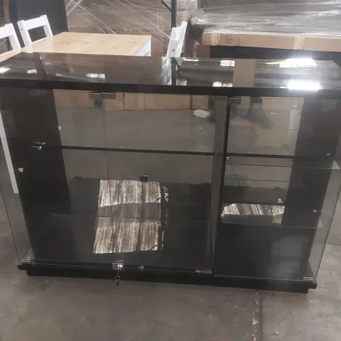 PREMIUM DISPLAY SIDEBOARD WITH TRI-COLOR SENSOR, REMOVABLE GLASS SHELVES AND LOCK COLOUR: BLACK