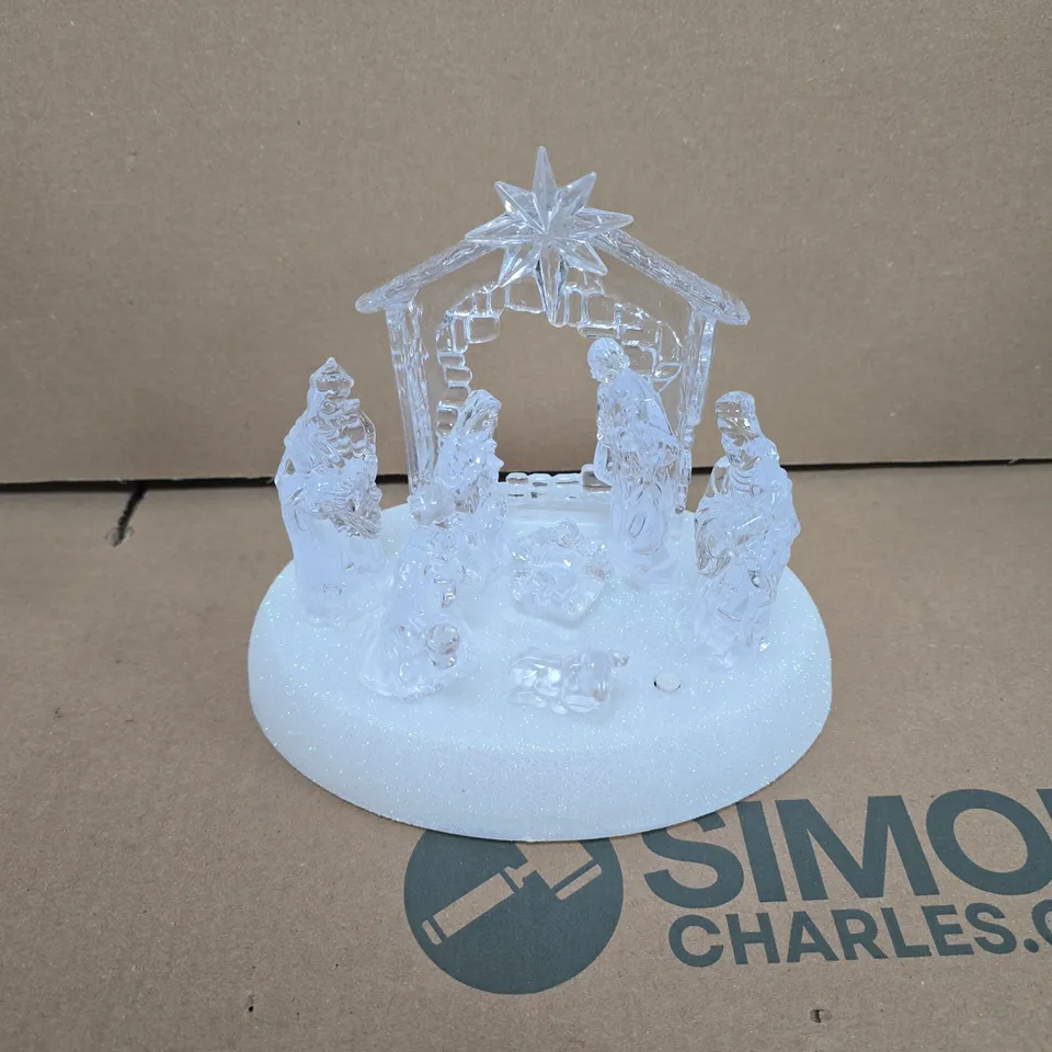 BOXED 20CM CHRISTMAS NATIVITY SCENE LED DECORATION 