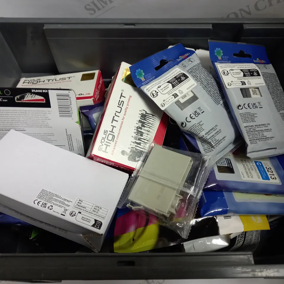 BOX OF APPROX 20 PRINTER INKS FOR VARIOUS PRINTERS IN ASSORTED COLOURS